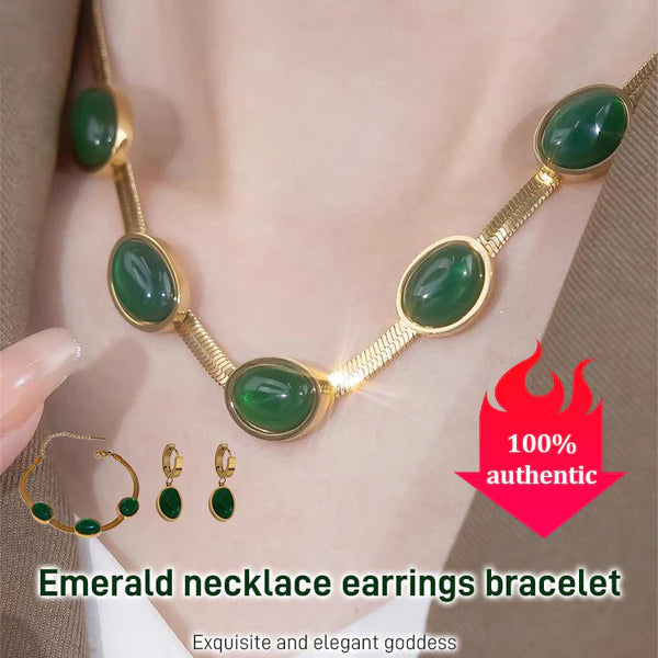 Emerald necklace earrings bracelet