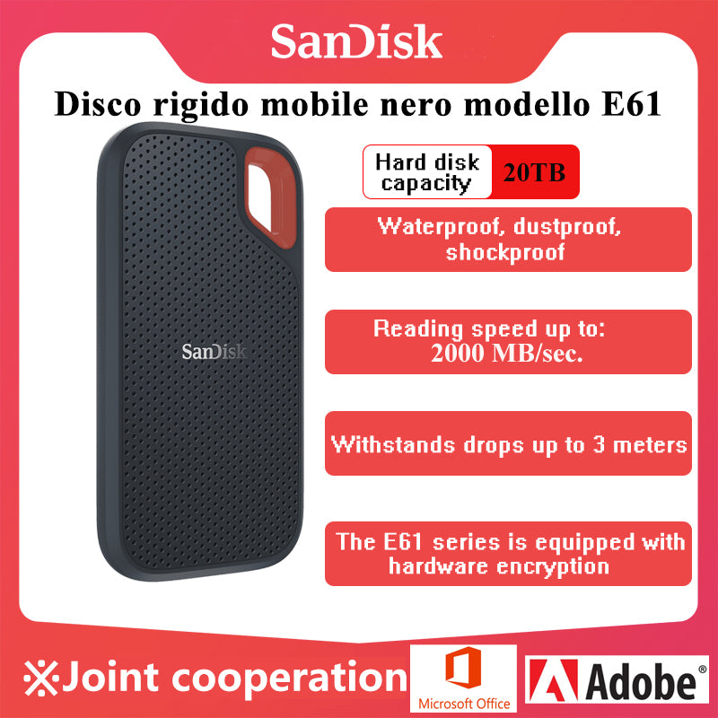 SanDisk E61 SSD 20T High Capacity Portable Hard Drive Suitable for Computer and Mobile Phone