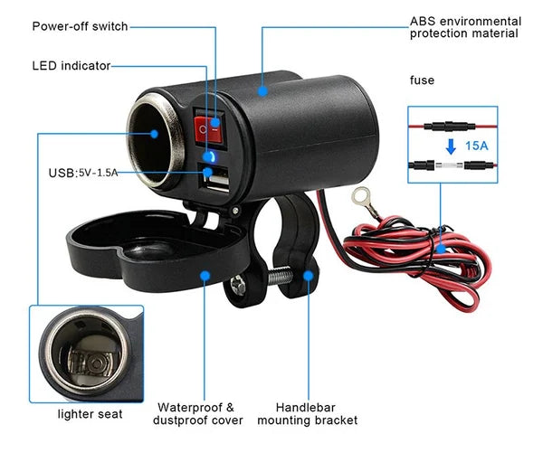 MOTORCYCLE HANDLEBAR CHARGER